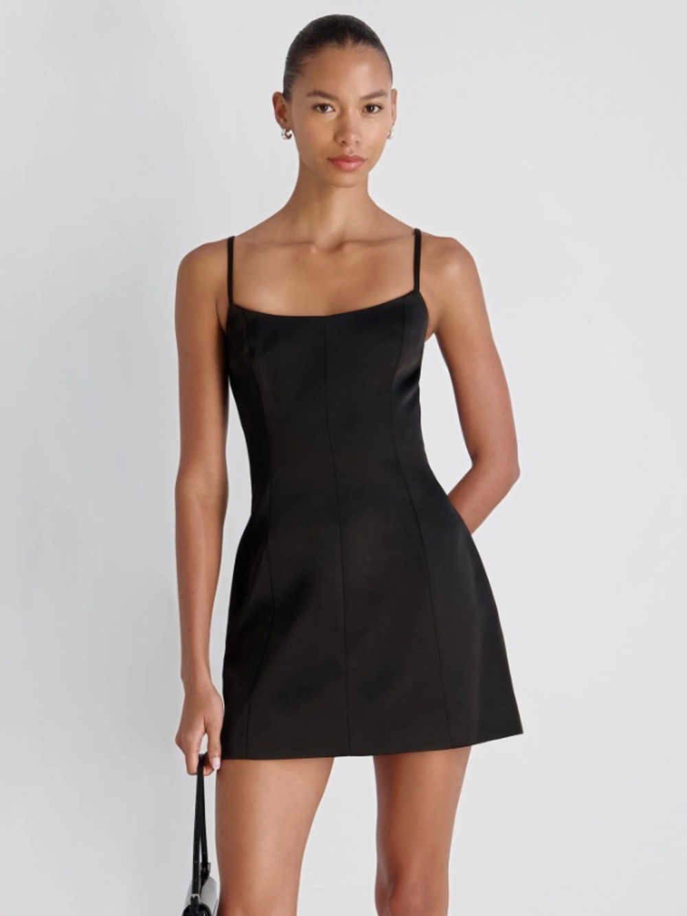 Steppin' Out Vintage Black Mini Dress with Slim Straps